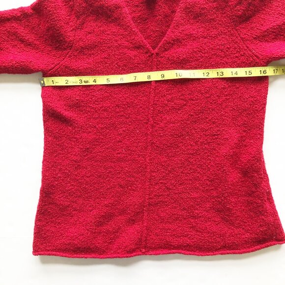 EILEEN FISHER Wool Red V Neck Pullover Sweater Womens Small Petite - Picture 9 of 10